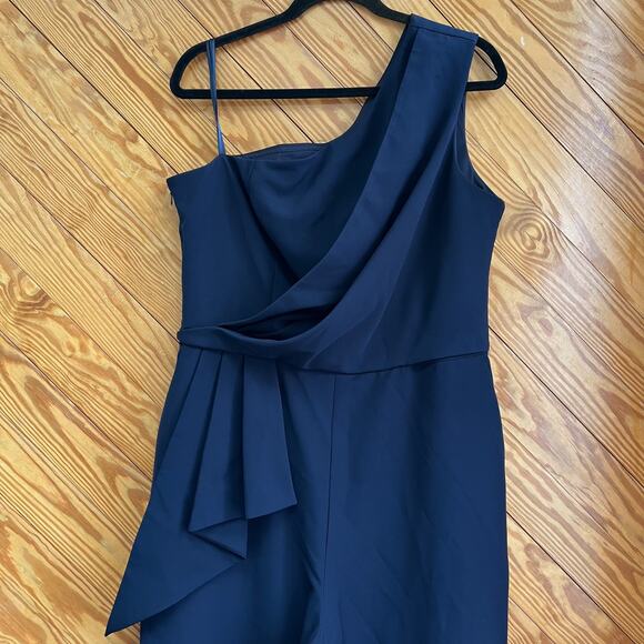 Eliza One Shoulder Navy Blue Jumpsuit Laguna Crepe Size 16 - Picture 3 of 5